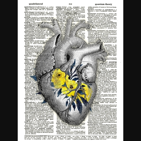 Yellow Anatomy Heart Vintage Dictionary Art Print - Picture 4 of 4